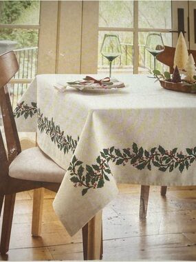 NWT Threshold 60" x 84" Holly Berry Holiday Tablecloth
